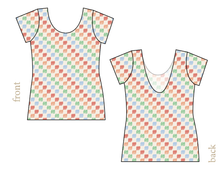 Load image into Gallery viewer, Rad Scribble Checks Ladies' Low Back Ballerina Tee