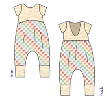Load image into Gallery viewer, Rad Scribble Checks Low Back Romper and Bubble Romper