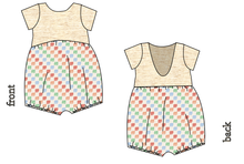 Load image into Gallery viewer, Rad Scribble Checks Low Back Romper and Bubble Romper