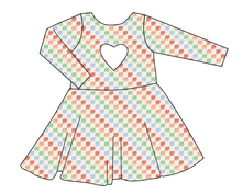 Load image into Gallery viewer, Rad Scribble Checks Molly Heart Back Twirly Dress