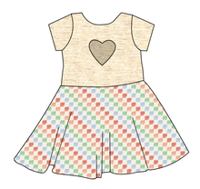 Load image into Gallery viewer, Rad Scribble Checks Molly Heart Back Twirly Dress