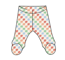 Load image into Gallery viewer, Rad Scribble Checks Newborn Footed Pants