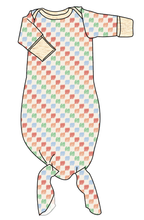 Load image into Gallery viewer, Rad Scribble Checks Newborn Knotted Gown