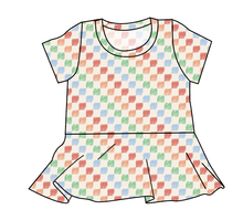 Load image into Gallery viewer, Rad Scribble Checks Peplum Top