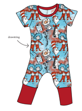 Load image into Gallery viewer, Mischief In A Hat Grow With Me Pants And Shorts Romper