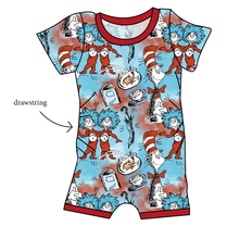 Load image into Gallery viewer, Mischief In A Hat Grow With Me Pants And Shorts Romper