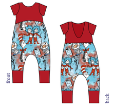 Load image into Gallery viewer, Mischief In A Hat Low Back Romper and Bubble Romper