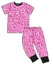 Load image into Gallery viewer, Pink Glitter Leopard Basic Loungewear Set