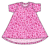 Load image into Gallery viewer, Pink Glitter Leopard Basic T-Shirt Dress