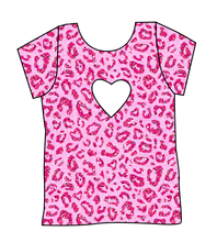 Load image into Gallery viewer, Pink Glitter Leopard Cambria Heart Back Tee