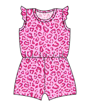Load image into Gallery viewer, Pink Glitter Leopard Ivy Summer Romper