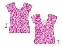 Load image into Gallery viewer, Pink Glitter Leopard Ladies' Low Back Ballerina Tee