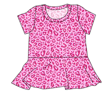 Load image into Gallery viewer, Pink Glitter Leopard Ladies' Peplum Top