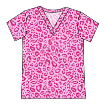 Load image into Gallery viewer, Pink Glitter Leopard Ladies' Slouchy V-Neck Tee