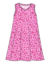 Load image into Gallery viewer, Pink Glitter Leopard Ladies' Swing Dress