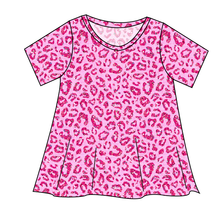 Load image into Gallery viewer, Pink Glitter Leopard Ladies' Swing Tee