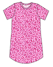 Load image into Gallery viewer, Pink Glitter Leopard Ladies' T-Shirt Dress