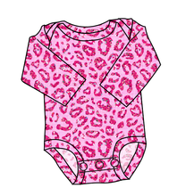 Load image into Gallery viewer, Pink Glitter Leopard Lap Neck Bodysuit