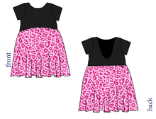 Load image into Gallery viewer, Pink Glitter Leopard Low Back Dress