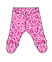 Load image into Gallery viewer, Pink Glitter Leopard Newborn Footed Pants