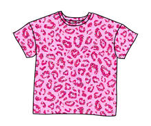Load image into Gallery viewer, Pink Glitter Leopard Oversized Tee