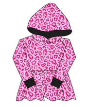 Load image into Gallery viewer, Pink Glitter Leopard Peplum Hoodie (or Crewneck)