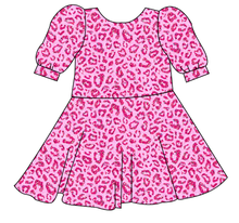 Load image into Gallery viewer, Pink Glitter Leopard Prairie Dress