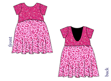 Load image into Gallery viewer, Pink Glitter Leopard Low Back Dress