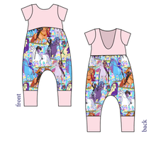 Load image into Gallery viewer, Unicorn Riders Low Back Romper and Bubble Romper