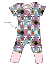 Load image into Gallery viewer, Floral Space Troopers Grow With Me Pants And Shorts Romper