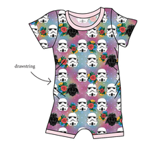 Load image into Gallery viewer, Floral Space Troopers Grow With Me Pants And Shorts Romper