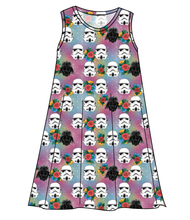 Load image into Gallery viewer, Floral Space Troopers Ladies' Swing Dress