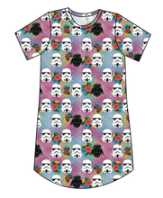 Load image into Gallery viewer, Floral Space Troopers Ladies' T-Shirt Dress
