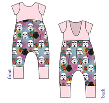 Load image into Gallery viewer, Floral Space Troopers Low Back Romper and Bubble Romper