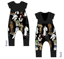 Load image into Gallery viewer, A Galaxy Far Far Away Low Back Romper and Bubble Romper