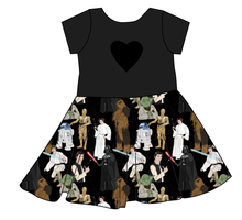 Load image into Gallery viewer, A Galaxy Far Far Away Molly Heart Back Twirly Dress