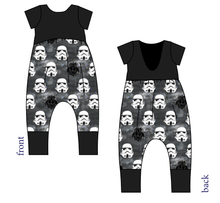 Load image into Gallery viewer, Space Troopers Low Back Romper and Bubble Romper