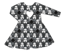 Load image into Gallery viewer, Space Troopers Molly Heart Back Twirly Dress