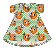 Load image into Gallery viewer, Orange Cutie Check Basic T-Shirt Dress
