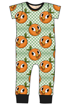 Load image into Gallery viewer, Orange Cutie Check Emmett Pants And Shorts T-Shirt Romper