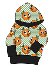 Load image into Gallery viewer, Orange Cutie Check Grow With Me Hoodie (or Crewneck)