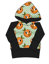 Load image into Gallery viewer, Orange Cutie Check Grow With Me Hoodie (or Crewneck)