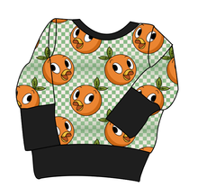Load image into Gallery viewer, Orange Cutie Check Grow With Me Hoodie (or Crewneck)