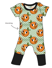 Load image into Gallery viewer, Orange Cutie Check Grow With Me Pants And Shorts Romper