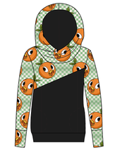 Load image into Gallery viewer, Orange Cutie Check Ladies Hoodie