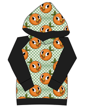 Load image into Gallery viewer, Orange Cutie Check Ladies Hoodie