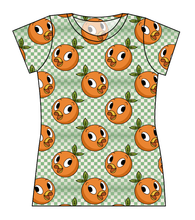 Load image into Gallery viewer, Orange Cutie Check Ladies' Basic Tee