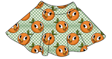 Load image into Gallery viewer, Orange Cutie Check Ladies' Circle Skirt