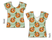 Load image into Gallery viewer, Orange Cutie Check Ladies' Low Back Ballerina Tee