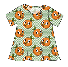 Load image into Gallery viewer, Orange Cutie Check Ladies' Swing Tee